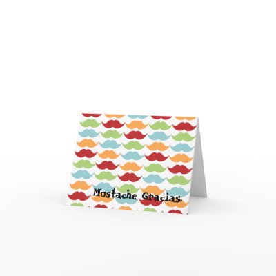 Rainbow Mustache Thank You Note Cards