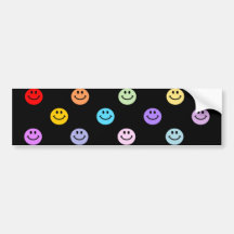 Rainbow Multicolor Smiley Face Pattern Bumper Sticker