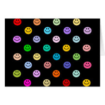 Rainbow Multicolor Smiley Face Pattern Greeting Cards