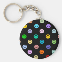 Rainbow Multicolor Smiley Face Pattern Keychain