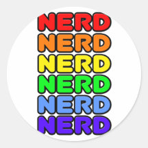 Rainbow Nerd Round Stickers