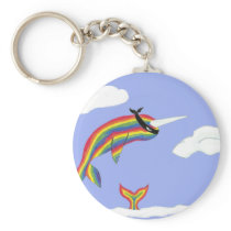 Rainbow Ninja Narwhal Key Chains