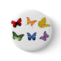Rainbow of Butterflies Button