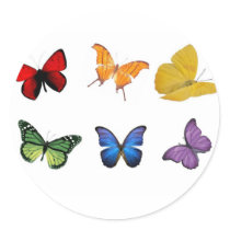 Rainbow of Butterflies Round Sticker