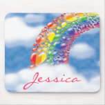 Rainbow of Hearts 80s style Mouse Pad