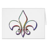 Rainbow Outlined Fleur de Lis Greeting Cards