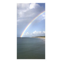 Rainbow over the sea photo card template