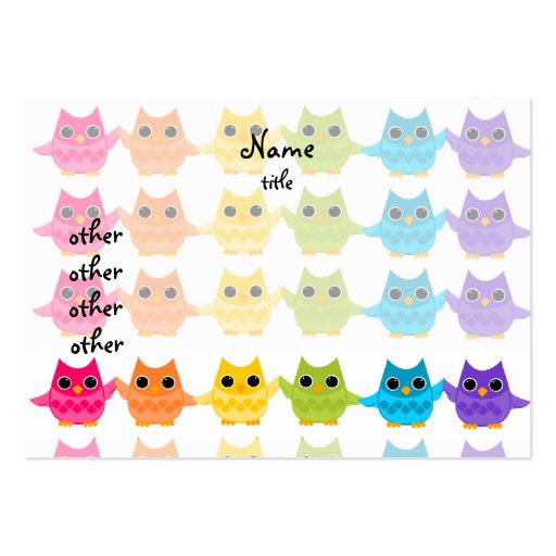 Rainbow Owls Business Card Template