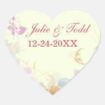 Rainbow Pastel Florals Wedding Save The Date Sticker