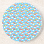 Rainbow pattern on blue drink coaster