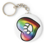 Rainbow paw print keychain