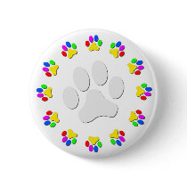 Rainbow Pawprints Button
