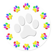 Rainbow Pawprints Stickers