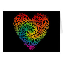 Rainbow Peace Heart Greeting Cards