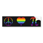 rainbow peace love pi bumper stickers