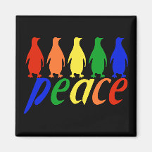 Rainbow Peace Penguins Fridge Magnets