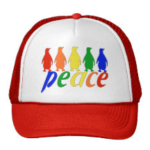 Rainbow Peace Penguins Hats