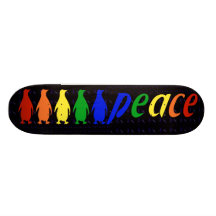 Rainbow Peace Penguins Skateboard