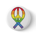 Rainbow Peace Ribbon Pinback Button