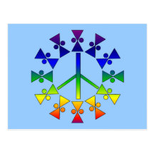 Rainbow Peace Sign Spiral Postcards