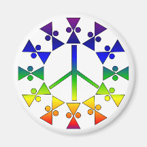 Rainbow Peace Sign Spiral Refrigerator Magnet