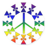 Rainbow Peace Sign Spiral Round Stickers