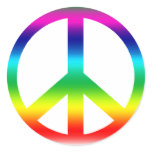 Rainbow Peace Sign Round Stickers