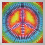 Rainbow Peace Sign Tie Dye posters