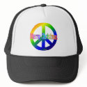 Rainbow Peace Sign with Merry Christmas! hats