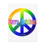 Rainbow Peace Sign with Merry Christmas! postcards