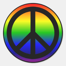 Rainbow Peace Symbol Round Stickers