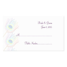 Rainbow Peacock Feathers Wedding Place Cards Business Card Template