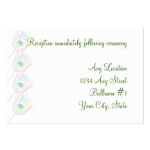 Rainbow Peacock Feathers Wedding Reception Cards Business Card