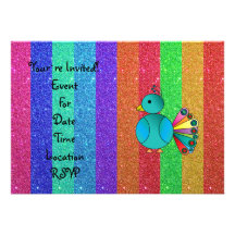 Rainbow peacock rainbow glitter invite