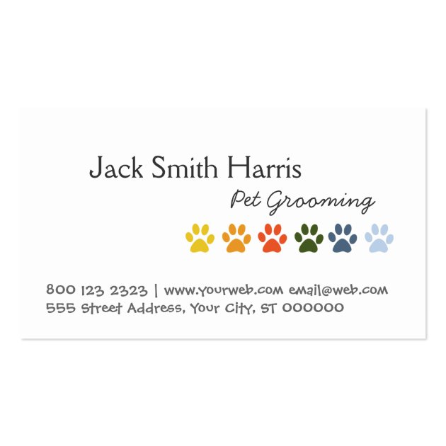 Rainbow Pet Paws Business Card