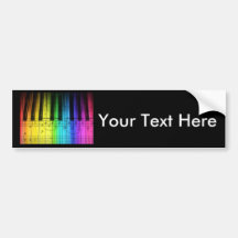 Rainbow Piano Keyboard and Notes Bumper Stickers