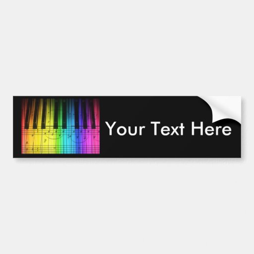 Rainbow Piano Keyboard and Notes Bumper Stickers
