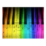 Rainbow Piano Keyboard and Notes Postcard