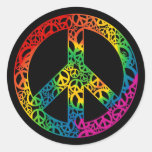 Rainbow Pieces of Peace Round Stickers