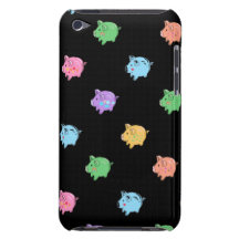 Rainbow Pig Pattern on black Barely There iPod Cover