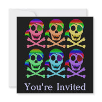 Rainbow Pirate Skulls Invitations