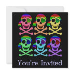 Rainbow Pirate Skulls Invitations