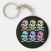 Rainbow Pirate Skulls Keychain