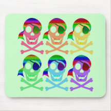 Rainbow Pirate Skulls Mousepad