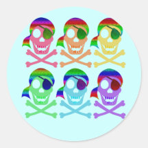 Rainbow Pirate Skulls Stickers