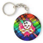 Rainbow Plaid Skull Key Chain keychains