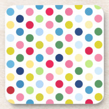 Rainbow polka dots drink coasters