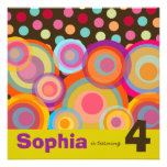 Rainbow Pop Circles Kids Birthday Party Invitation