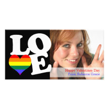 Rainbow Pride Love Heart Photo Card