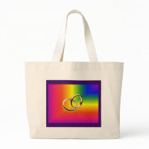 Rainbow Pride with Gold Wedding Bands Canvas Bag